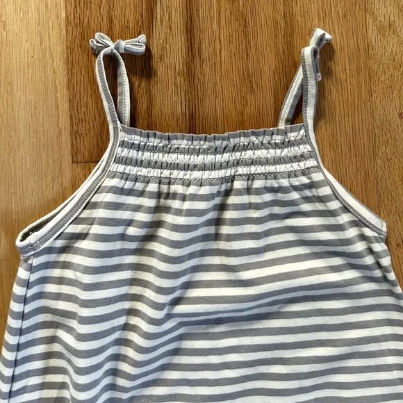QUINCY MAE smocked periwinkle stripe jumpsuit romper size 18-24 month - Picture 9 of 10
